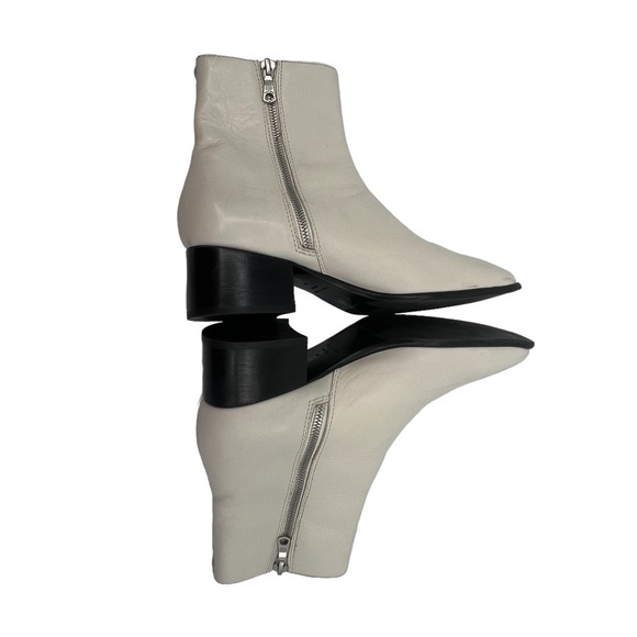 rag & bone Cream Zip Up Square Toe Ankle Block Heel Boots Size 37 Women's - Picture 6 of 9